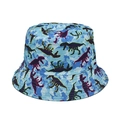 Cappello da pescatore reversibile per bambini con stampa camo blu e motivi di dinosauri - M (56-58cm) / Azzurro