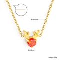 Golden stainless steel necklace with red zircon elk deer pendant and size specifications - Red Gemstone Reindeer Antler Necklace