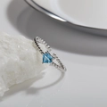 925 silver open heart ring with blue topaz and twisted rope band on white stone - Natural Topaz Silver