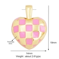 Pink checkered heart pendant in gold plating with dimensions 19mm by 14mm - ABG2707-Pink Small Heart