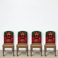 Set of 4 red Christmas chair covers with Merry Christmas print and festive ornaments - Oxford 4PCS Set 03/Christmas Ball Decor