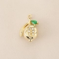 Macro detail of 18K gold plated copper papaya pendant with sparkling zircon gemstones - Gold (Lemon)