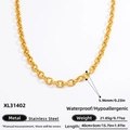 Waterproof gold stainless steel pearl flower necklace with size and weight details - Gold Thickened Chain Necklace (XL31402)