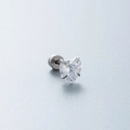 Polished silver heart stud earrings with cubic zirconia and screw back closure - Simple Heart Style (A88-5#)