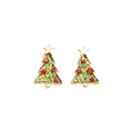 Christmas tree earrings with green glitter and gold base for festive holiday outfits - 33. Christmas Tree Earrings