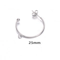 Minimalist 25mm silver stainless steel C-shape earring hook with ball end for DIY - 25mm / Steel