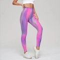 High-waisted seamless yoga pants featuring pink and purple marble tie-dye print design - Cai Night Green
