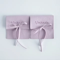 Two lavender microfiber jewelry pouches with envelope fold and silk ribbon bows - Light Purple