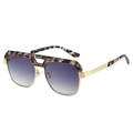 Lunettes aviateur vintage à double pont avec monture écaille et verres dégradés violets - Monture Or Léopard Gris Verres Gris Dégradé