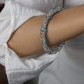 Hip hop punk keel bracelet with silver woven metal chain and blue transparent beads - 20cm / Silver Blue Bracelet
