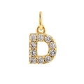 Golden letter D pendant with cubic zirconia inlay for personalized pearl necklaces - Letter D Pendant / Gold