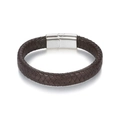 Dunkelbraunes geflochtenes Lederarmband für Herren mit Magnetverschluss aus Edelstahl - 19cm / Braunes Leder Silber Magnetverschluss (KB169411-WGYY)