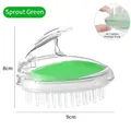 Manual sprout green silicone scalp massager brush with 9cm transparent handle - Crystal Green