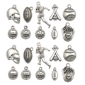 Set di ciondoli sportivi in argento per la creazione di collane e braccialetti fai-da-te - Serie Sportiva Mista 20 pezzi (10 stili da 2 pezzi ciascuno)