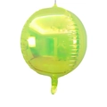 Holographic lime green 4D round aluminum foil balloon with reflective surface - 22 Inch / Fluorescent Green