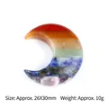 Rainbow chakra crystal crescent moon pendant with seven layered natural gemstones - 30mm Moon