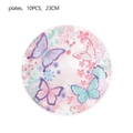 Vista dall'alto di piatti di carta usa e getta con fiori rosa e farfalle per feste - Piatti da 9 Pollici 10 PZ