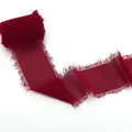 Frayed edge chiffon silk ribbon in bordeaux red for gift wrapping and floral bouquets - Bordeaux / 4cm*5m/Roll