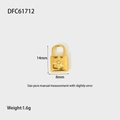 Détails d'un pendentif serrure doré avec dimensions de 14mm et poids de 1,6g - DFC61712-Pendentif Cadenas Doré