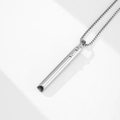 Silver stainless steel mindfulness whistle necklace with crystal on a box chain - Horseshoe Buckle Style / Steel
