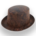 Sombrero de capitán pirata vintage marrón de imitación cuero con efecto grieta - Talla Única(58cm) / Sombrero de copa / Marrón
