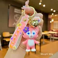 Pink plush fox keychain with cute cute wrist strap and golden bell for backpack - Pink Lina Belle [standing Posture] / Quantity 1 Is 1 Piece/rubber Type