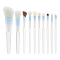10-teiliges Make-up-Pinselset mit blauem Verlauf und transparenten Acrylgriffen für Puder - 10 Stück Blau Verlauf