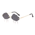 Gafas de sol sin montura en forma de nube con colgantes de rayo y patillas de oro - Montura Dorada Negro Gris