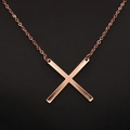 Elegant rose gold X-shaped initial necklace with minimalist link chain for women - Rose Gold X
