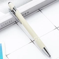 Off-white 2-in-1 retractable stylus ballpoint pen with silver clip and touch head - Morandi Beige