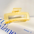 Translucent bright yellow rectangular hollow claw clip with a matte finish for women - 12.5CM / Imperial Yellow