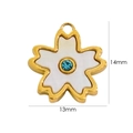 Detalle del colgante de flor de cerezo en oro de 14K con nácar blanco, medida 13x14mm - 7108-Flor de Cerezo Piedra Azul