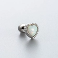 Silver surgical steel heart-shaped opal stud earring with decorative beaded edges - Heart Opal Style (A110-4#)