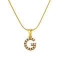 Gold plated stainless steel snake chain necklace with pearl-encrusted letter G pendant - G (S-P149-G)