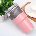 Pink stainless steel insulated tumbler with straw and BPA-free vacuum seal lid - 600ml / Pink (Straight Style)