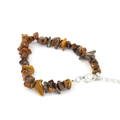 Macro detail of natural tiger eye crystal stone bracelet with adjustable lobster clasp - Tiger Eye