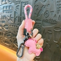 Rosa cuero trenzado cuerda caballo llavero bolsa encanto lindo coche anillo clave accesorio - Rosa oscuro