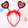 Valentine's Day red sequin heart headband with love text and feather accents - Style 16 Heart (Sequin LOVE + Feather)