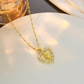 Gouden hartketting met Maria-reliëf en heldere zirkoonstenen aan een O-schakel - Hart Maagd Maria Reliëf (S02)