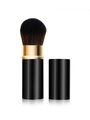 Retractable black and gold makeup brush with soft bristles and protective travel cap - Small Black Gold Without Logo Style