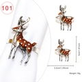 Vintage silver metal reindeer napkin ring with brown enamel detail and white spots - Sika Deer Style 101