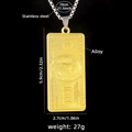 Golden 100 dollar bill pendant necklace in stainless steel with detailed measurements - Gold (With Steel Color Chain)