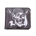 Dunkelbraune zweifach gefaltete Geldbörse mit Retro-Totenkopf-Print und Streetwear-Stil - Menschlicher Totenkopf-Stil