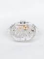 Luxe avondtas met strass, bloemige parelaccenten en een transparante kralen schouderriem - Zilver Stijl 8