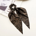 Leopard print scrunchie with long ribbons in dark brown fabric for women's hair styling - 6# Classic Leopard