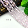 Pink AB faceted crystal glass beads with iridescent finish for DIY jewelry crafts - Pink AB Color / 3# Flat Bead