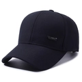 Klassische dunkelblaue Herren-Baseballkappe mit Metall-Akzent im 45-Grad-Winkel - Verstellbar / Marineblau Mit Classic-Metallleiste