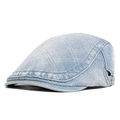 Lichtblauwe gewassen denim pet in ivy-stijl met stiksels en metalen gesp sluiting - Verstelbaar / Lichtblauw