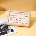 Walnut wood display tray with golden rings set featuring pearls and sparkling gemstones - White Wood/Beige