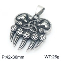 Ciondolo zampa di lupo punk argento con testa di ariete e incisione celtica su bianco - 42x36mm/26g / Ciondolo Artiglio di Orso con Testa di Ariete (Senza Catena) (KP117362-MZOZ)